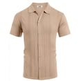 thumbnail image 4 of COOFANDY Mens Knit Shirt Short Sleeve Button Down Shirts Casual Summer Beach Vintage Polo Shirts, 4 of 6