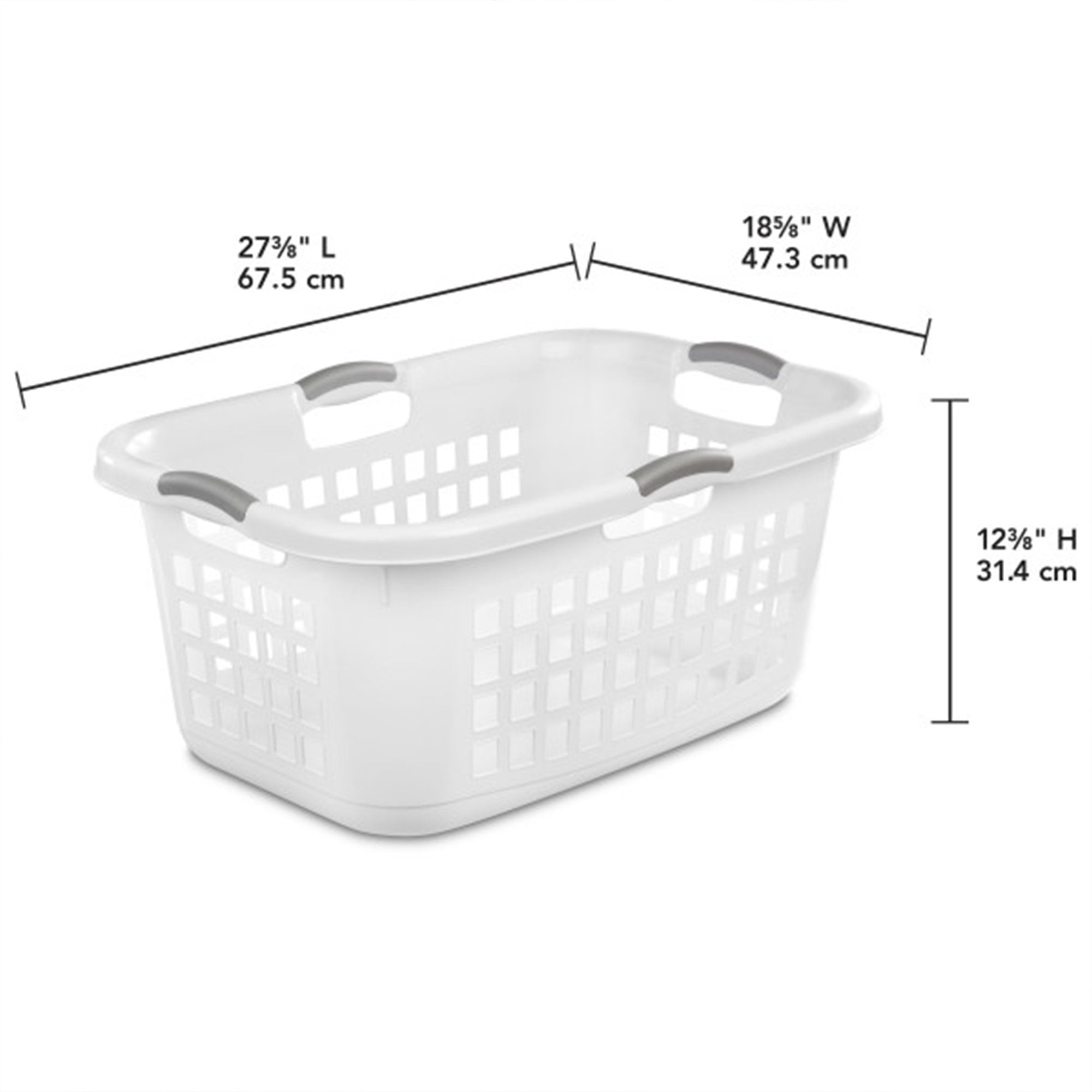 Sterilite Ultra 2 Bushel Plastic Stackable Laundry Basket, White (12 Pack)