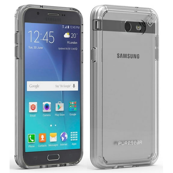 Case for Galaxy J3 Prime, PureGear Slim Shell Pro [Clear/Transparent] Anti-Shock Cover [with AirTek Suspension] for Samsung Galaxy J3 Prime J327 (2017)