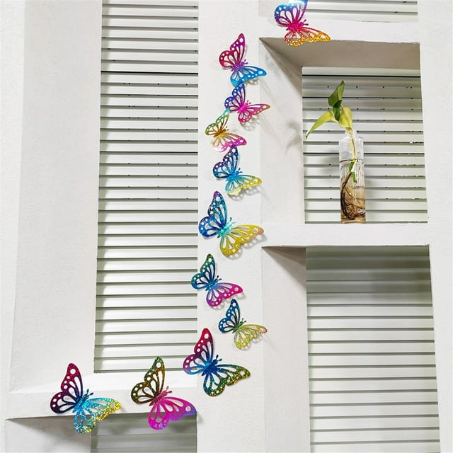 Pegatinas de pared 3D Serie tridimensional Pegatinas Decoración de pared para el hogar Pegatinas Recorte de mariposa