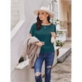 thumbnail image 6 of Women's Solid Short Sleeve Boat Neck Dolman Top with Side Shirring Trendy Casual Loose Fit T-Shirt, 6 of 7