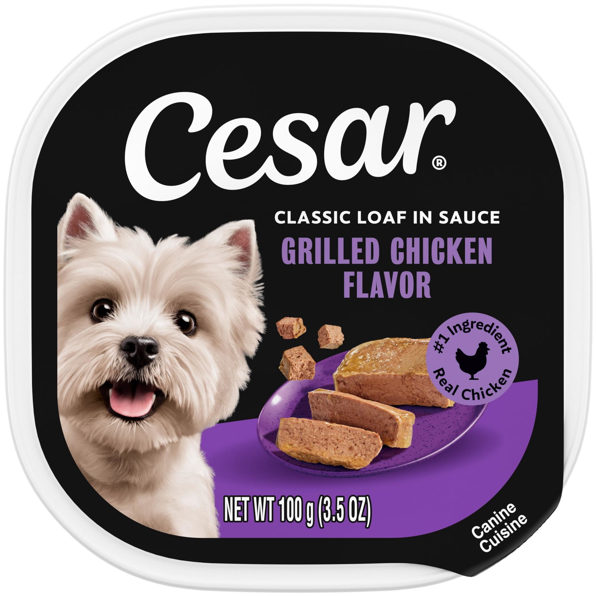 Cesar Classic Loaf in Sauce Grilled Chicken Flavor Adult Wet Dog Food, 3.5 oz Easy Peel Tray