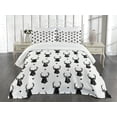 thumbnail image 3 of Ambesonne Deer Quilted Bedspread Set 3 Pcs, Monochrome Animal Head, Queen Size, Black White, 3 of 5