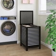thumbnail image 2 of Double Laundry Hamper with Lid, 120L  Laundry Basket with Removable Liner Bag, 2-Section Clothes Divider Laundry Sorter for Laundry Room, Bathroom,  (Black), 2 of 9