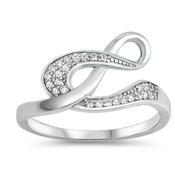 Clear CZ Infinity Music Note Treble Clef Ring Sterling Silver Band White 925 Female Size 10
