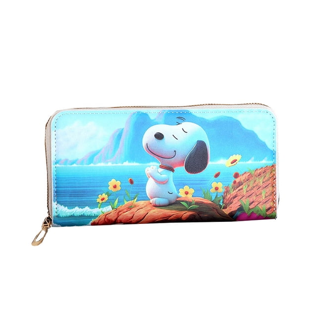 Billetera plegable delgada con personajes de anime de Snoopy