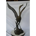 thumbnail image 2 of Nifao Crane standing on a stone bronze statue – Garden Outdoor Decor Sculpture, 28"L x 32"W x 49"H, 2 of 12