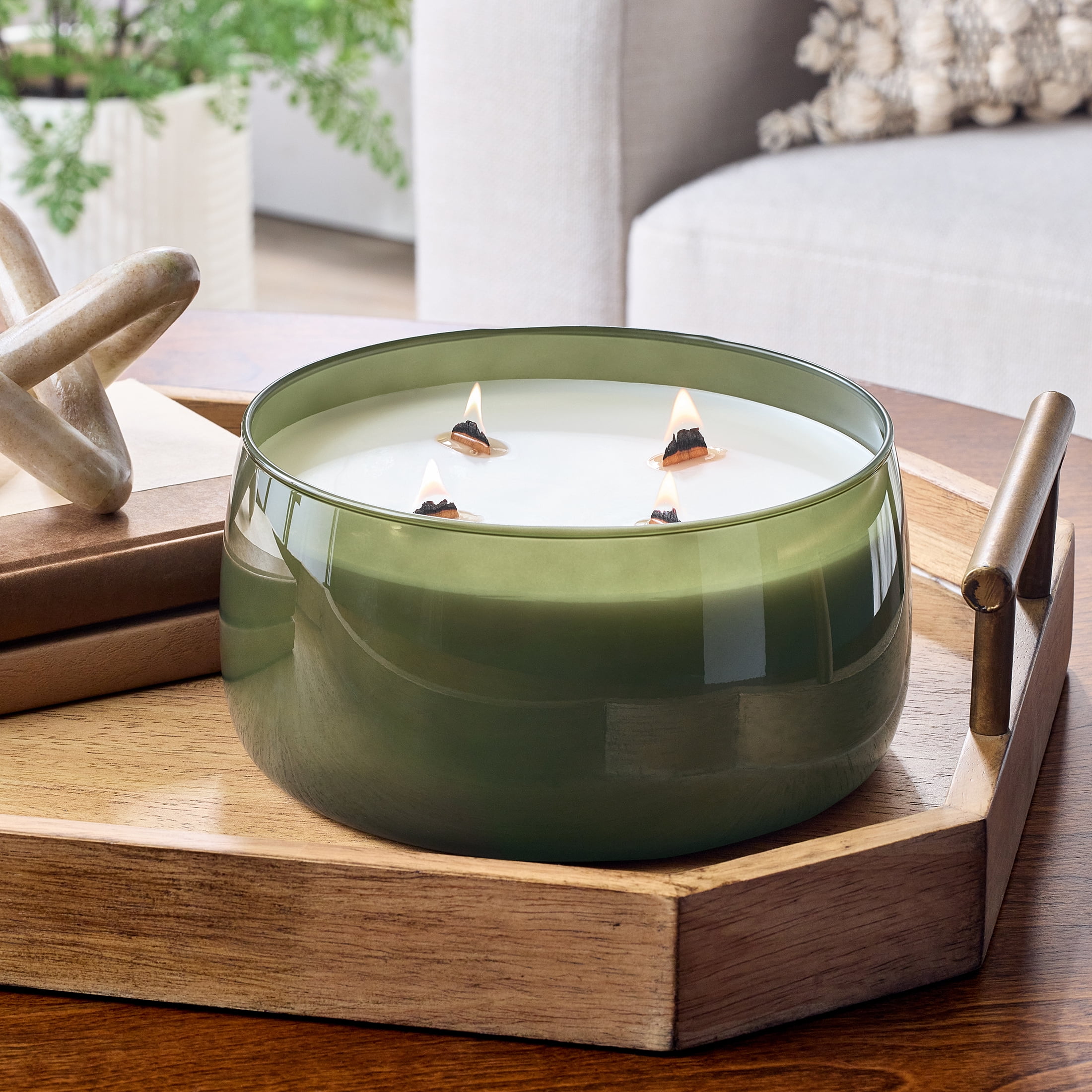 Better Homes & Gardens Coastal Cove Scented Wooden 4-Wick Glass Jar Candle, 60 oz
