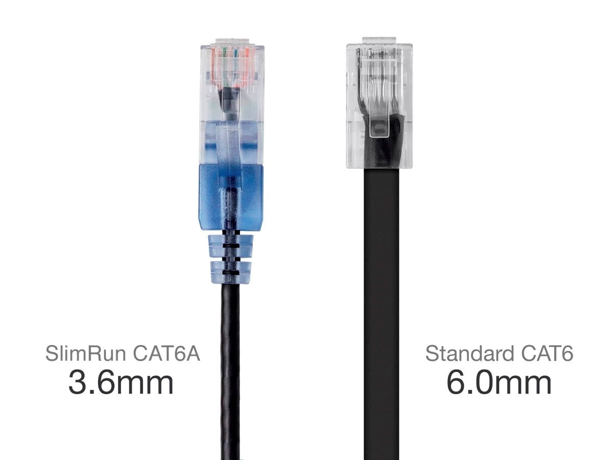 Monoprice Cat6A Ethernet Network Patch Cable - 20 Feet - Black | 5-Pack, 10G - SlimRun Series