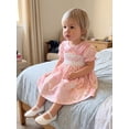 thumbnail image 6 of BemeyourBBs Toddler Baby Girl Birthday Dress 1 2 3 4 5 Years Old Birthday Outfit Cute Goose Cake Short Sleeve Doll Collar A-line Dresses Spring Summer Smocked Dress Clothes, 6 of 9