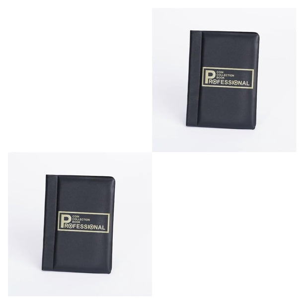 Naiovety Libro de almacenamiento de monedas de PVC portátil de Color sólido 120 cuadrícula Rectangular altas transparencias a prueba de Negro 2piezas