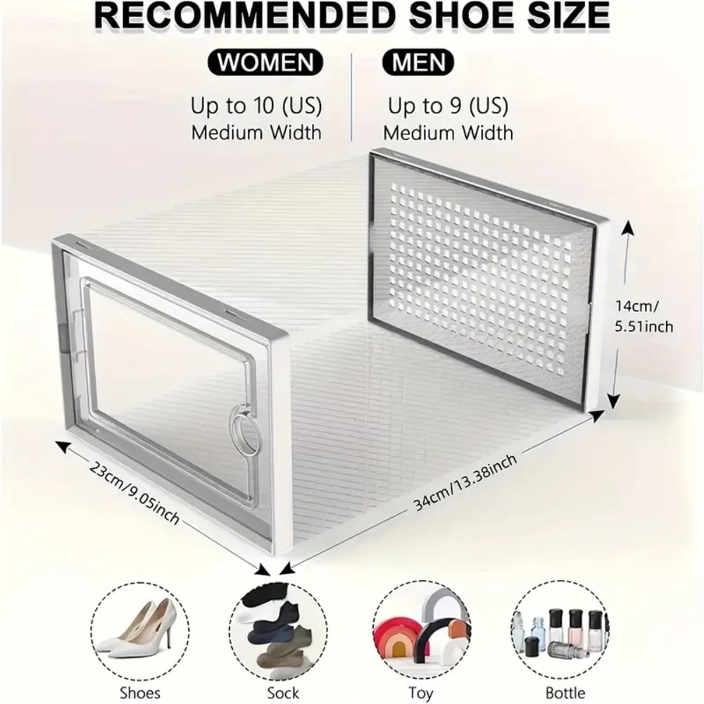 24PCS Thick Transparent Shoe Box with Lid, Foldable & Stackable Plastic Shoe Rack Organizer - Waterproof, Space-Saving Storage for All Shoe Types - Ideal for Foyer, Bedroom, Home, Dormitory - White