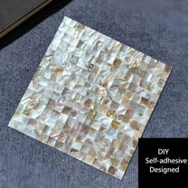 Sinkoo Natural Mother of Pearl Wall Tiles, Peel and Stick Brown 12"x12", Mosaic Shell Backsplash Sticker for Kitchen, Bedroom and Bathroom