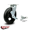 thumbnail image 2 of 8 Inch Rubber on Steel Caster with Roller Bearing and Brake/Swivel Lock SCC, 2 of 2