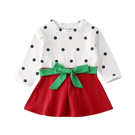 

Sweet Christmas Newborn Kids Baby Girl Bowknot Party Pageant Dress Clothes 1-6Y