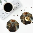 thumbnail image 4 of Naloa Streamside Meditating Fox Leather Coasters for Drinks, Durable Drink Coasters 4 Set for Tabletop Protection, Luxurious Home Décor and Housewarming Gift ( {designName})Octagon, 4 of 6