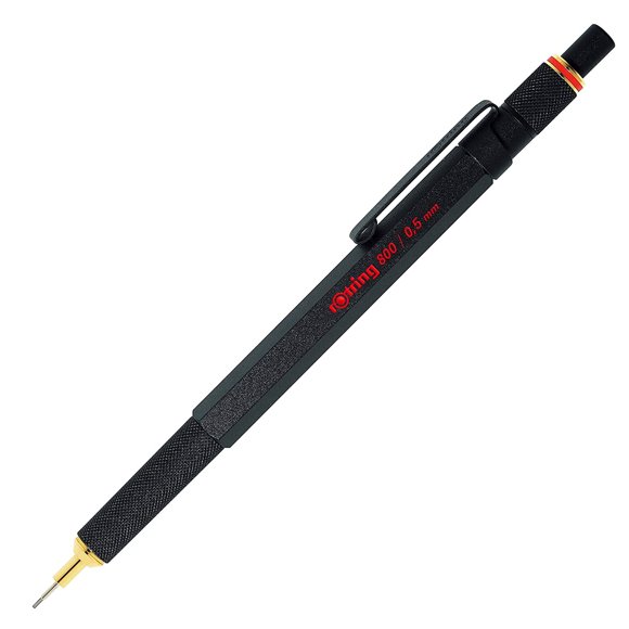Lápiz mecánico RoTring 800 de 0,5 mm con cuerpo de metal negro