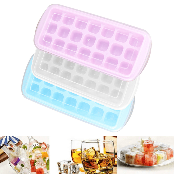AUPERTO Silicone Ice Cube Trays with Lid Flexible 21Ice Cubes Molds