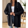 thumbnail image 5 of Women Fall Winter Long Sleeve Cardigan Open Front Solid Color Block Fashion Loose Knit Sweater Black One Size, 5 of 10