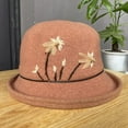 thumbnail image 4 of CoCopeaunts Thickened Wool Women Bucket Hat Winter Fashionable Flower Embroidery Fisherman Hat Cold Proof Roll up Brim Basin Hat, 4 of 8