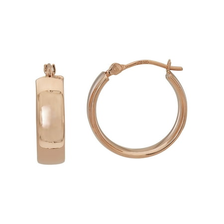 14k Rose Gold Earrings - 14kt Rose Gold Wide Band Hoop Earrings
