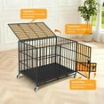 thumbnail image 4 of Senfot Heavy Duty Escape-Proof Dog Crate, Metal Indoor Kennel with 3 Doors, Removable Tray, Wheels, Durable Cage for Large/Medium Dogs, 36" Black, 4 of 7