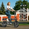thumbnail image 5 of Foldable Electric Bike for Adults - 48V 500W Brushless Motor, 25-Mile Range, 20mph Max Speed | UL 2849 Certified, 14" Tires, Dual Disc Brakes, Multi-Shock Absorption | Ebike for Commuting & Daily Use, 5 of 11