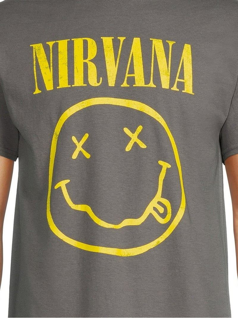Nirvana All Gender Smiley Logo Graphic Tee Shirt, Men's