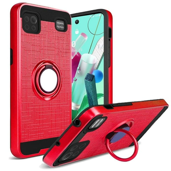 GSA Magnetic Ring Kickstand Hybrid Case Cover For LG K92 5g - Red