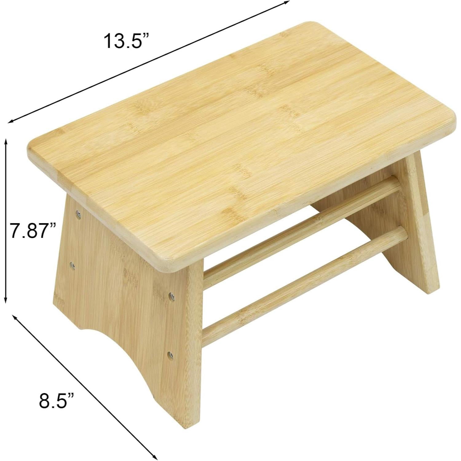 Sorbus Bamboo Step Stool for Kids & Adults, Non-Slip Wooden Bathroom Step Stool, Natural