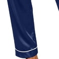 thumbnail image 4 of Silk Satin Pajamas Set Women Short Sleeve Sleepwear Soft Button Down Loungewear Pjs Set Blue XXL(XXL), 4 of 5
