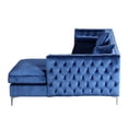 thumbnail image 5 of Chic Home Monet Velvet Modern Contemporary Button Tufted with Silver Nailhead Trim Silvertone Metal Y-leg Right Facing Sectional Sofa, Navy, 5 of 8