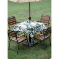 thumbnail image 3 of Outdoor Tablecloth with Umbrella Hole and Zipper, Navy Blue Leaves Square Table Cloth 54x54 Inch Waterproof Tablecloth, Summer Botanical Farmhouse Watercolor Leaf Picnic Table Cover for Patio Camping, 3 of 7