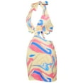 thumbnail image 3 of Womens Dress Geometric Print V-Neck Sleeveless One-Piece Halterneck Sundress, 3 of 8