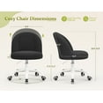 thumbnail image 4 of Romorgniz Vanity Chair Height Adjustable Desk Chair with Wheels, Armless Office Chair with Soft Lumbar Support for Small Space, Bedroom, Home office, Black, 4 of 8