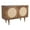Walnut, variant on Pemberly Row Circle Solid Wood with Natural Woven Cane 2-Door Cabinet in Natural
