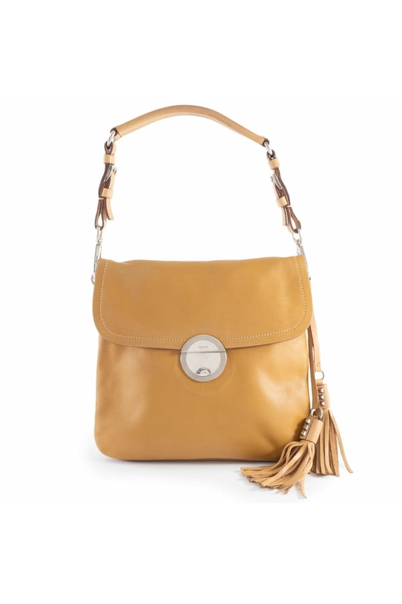 Pre-Owned Prada Leather Shoulder Bag BR2470 Camel Women's Tassel Charm PRADA