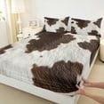 thumbnail image 3 of Manfei Brown Cow Hide Twin Sheet Sets,Farm Cowhide Twin Fitted Sheet,Rustic Farmhouse Cabin Flat Sheet For Men Women,Ultra Soft Home Decor,3 Pieces, 3 of 7