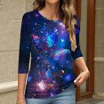 thumbnail image 4 of ZQGJB Cute Butterfly Print Shirts for Women Dressy Casual 3/4 Lenght Sleeve Round Neck Graphic T-Shitrs Top Loose Fit Comfy Tunic Tees Blouse Multicolor#12 XL, 4 of 6