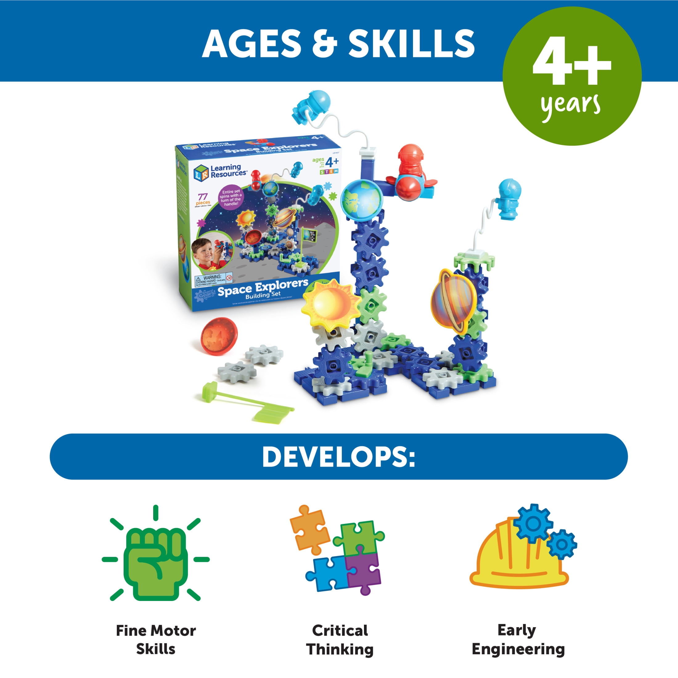 Learning Resources Gears! Gears! Gears! Space Explorers Building Set, Space Toys for Kids, Ages 4+