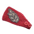 thumbnail image 1 of Crochet Headbands Winter Leaves Pattern with Rhinestones Elastic Head Protector Wide Warm Chunky Hair Accessories for Girls Jujube red, 1 of 7