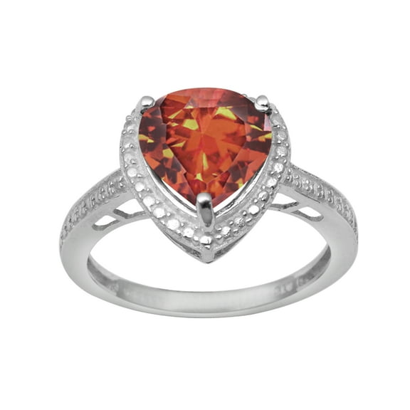 6mm Heart Shape Orange CZ 925 Sterling Silver Solitaire Women Valentines Day Gifts Ring