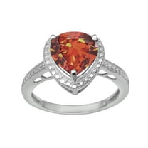 6mm Heart Shape Orange CZ 925 Sterling Silver Solitaire Women Valentines Day Gifts Ring