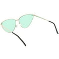thumbnail image 4 of Oversize Cat Eye Sunglasses Thin Metal Frame Color Tinted Flat Lens 64mm (Gold / Green), 4 of 4