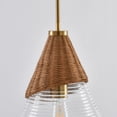 thumbnail image 6 of 14" Modern Rattan Glass 1-Light Pendant Light Adjustable Hanging Chandelier for Kitchen Island, Dining Room, 6 of 12