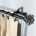 thumbnail image 2 of 13/16" Dia Adjustable 28-48 inch Double Curtain Rod with Goldie Finials - Black,(4771-282), 2 of 3
