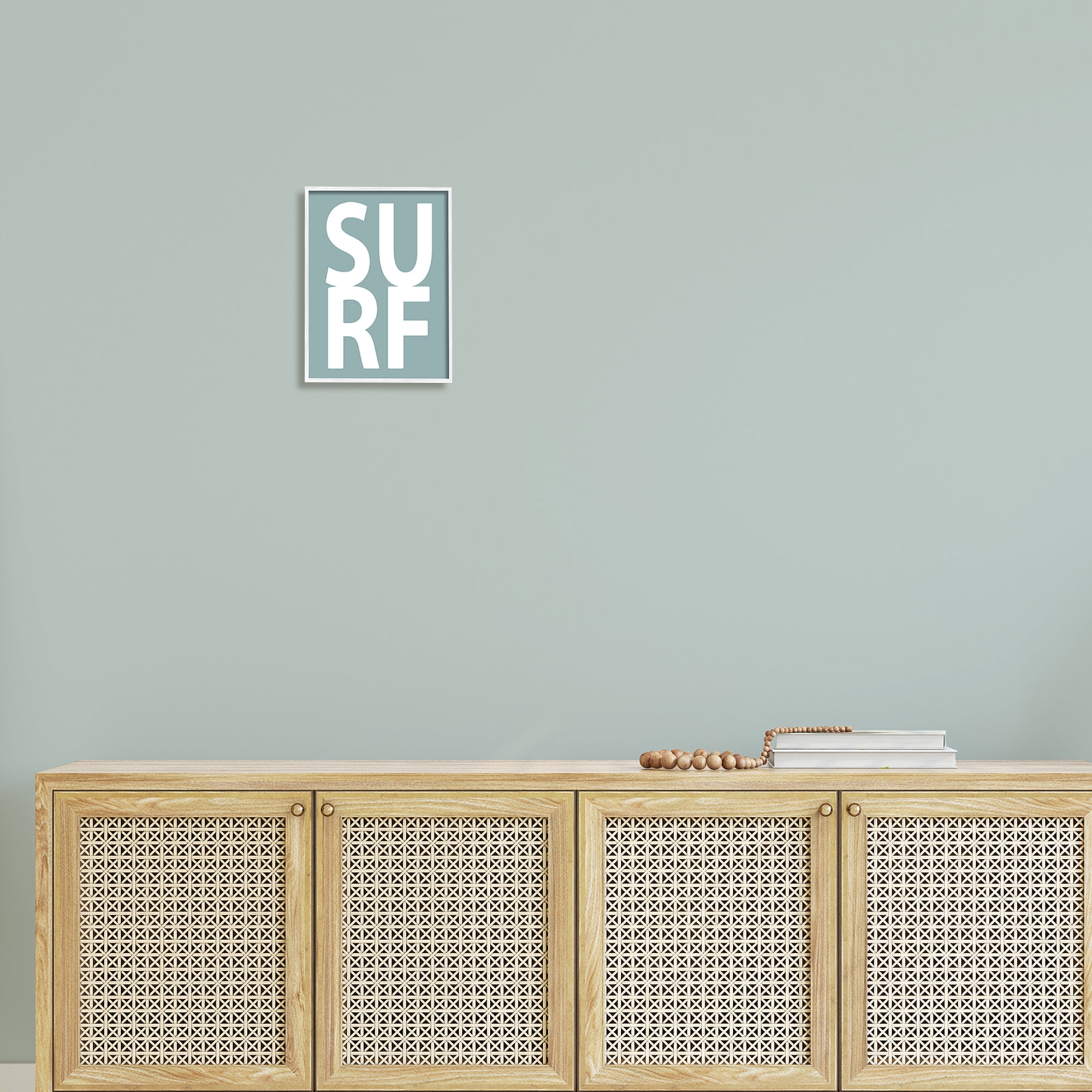 Stupell Surf Summer Fun Turquoise Phrase Landscape Painting White Framed Art Print Wall Art