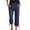 Navy, variant on DuoJiaJ Women's Solid Color Drawstring Cropped Linen Pants Casual Capri TrousersTrousers Plus Size Casual Pants