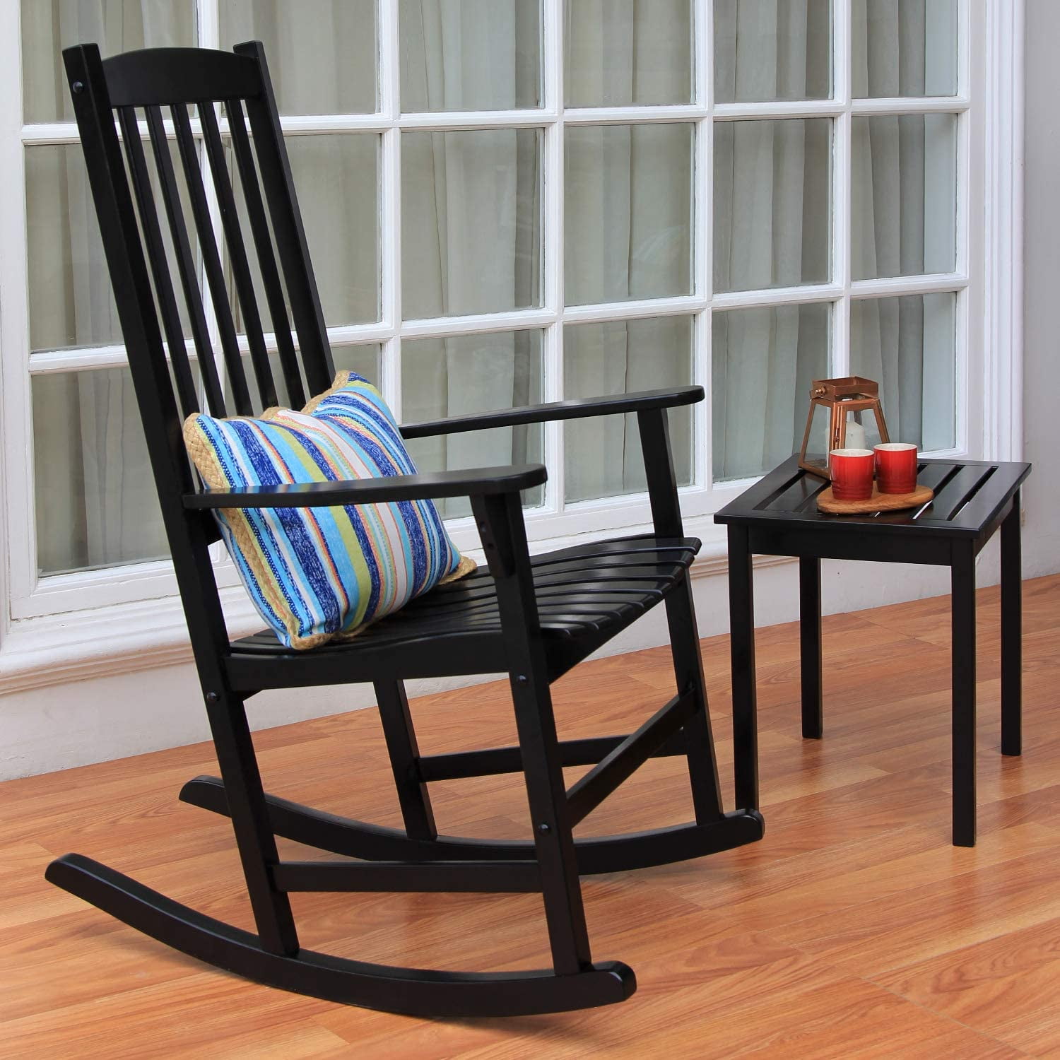 Cambridge Casual Mainstays Wooden Outdoor Side Table/End Table for Patio Furniture, Black