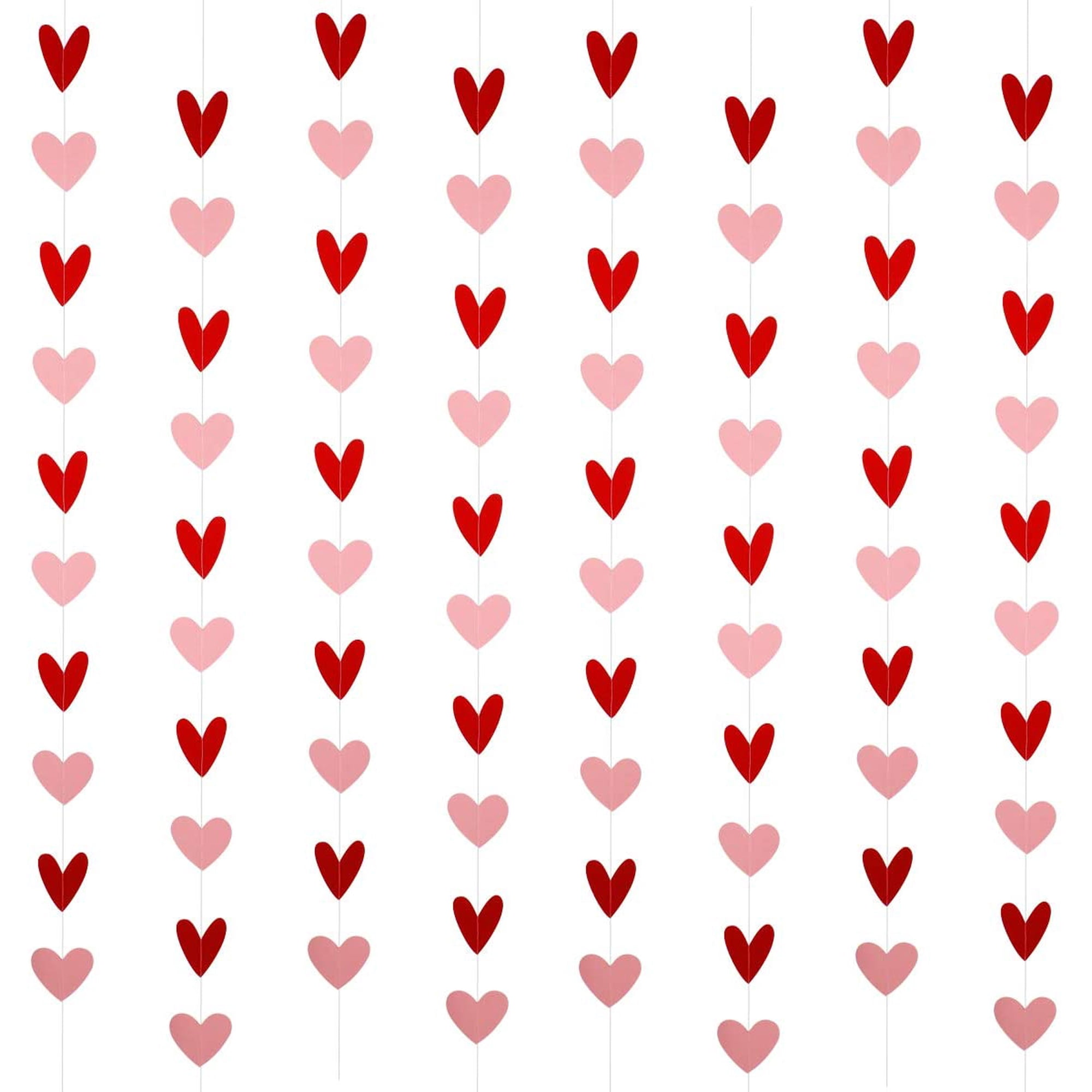 80 Heart Garland Red & Pink- Valentines Day Decoration Hanging Hearts Valentines Day Banner Hanging Valentines Garland Valentine s Day Decorations Large Heart Valentines(NO DIY)